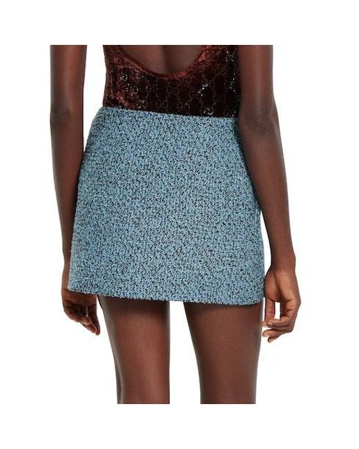 Gucci Blue Wool Cotton Bouclé Mini Skirt