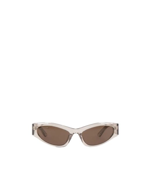 Balenciaga White Solid-Color Wrap-Around Sunglasses