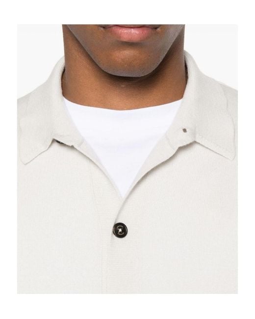 Eleventy White Button-Down Wool Shirt for men