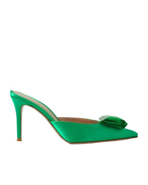 Gianvito Rossi Green Crystal Embellished Mules