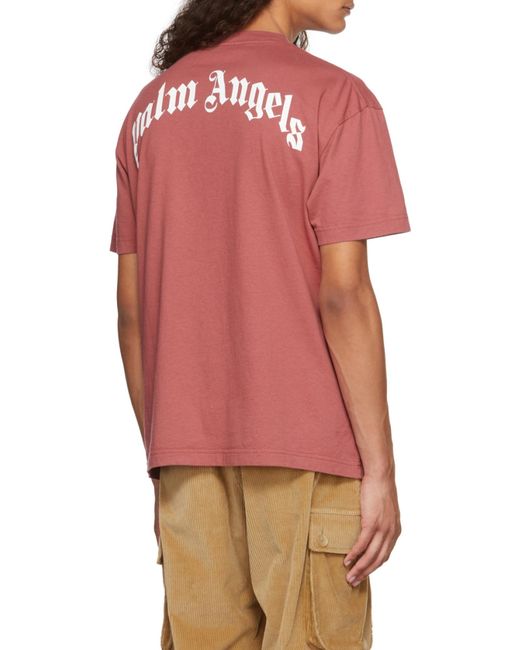 Palm Angels Pink Teddy Bear-Print Logo T-Shirt for men