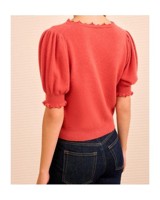 Ulla Johnson Red Polline V-Neck Top