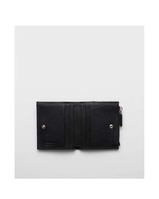Prada Black Enamel-Triangle Logo Zipped Wallet for men