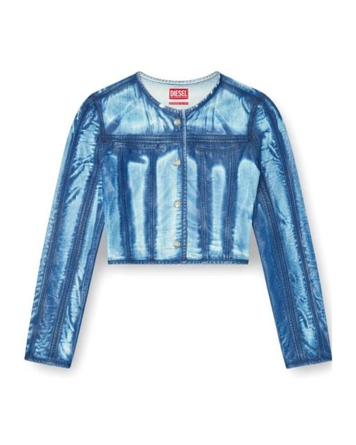 DIESEL Blue De-Syphra-Fsi Cropped Denim Jacket