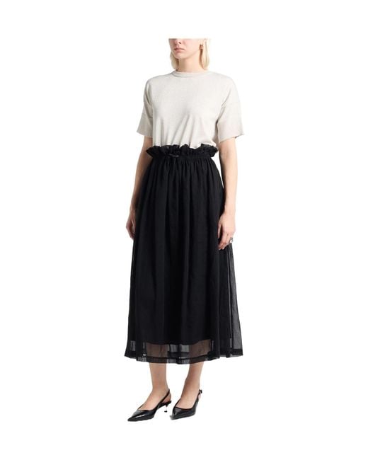 Brunello Cucinelli Black Solid Color Umbrella Skirt
