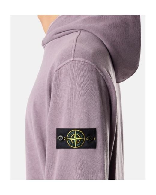 Stone Island Purple Logo-Patch Hoodie for men