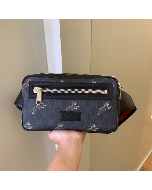 Gucci Black Tiger Pattern Waist Pack for men
