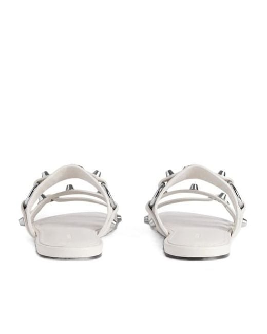 Balenciaga White Stud Detailed Slip-On Sandals