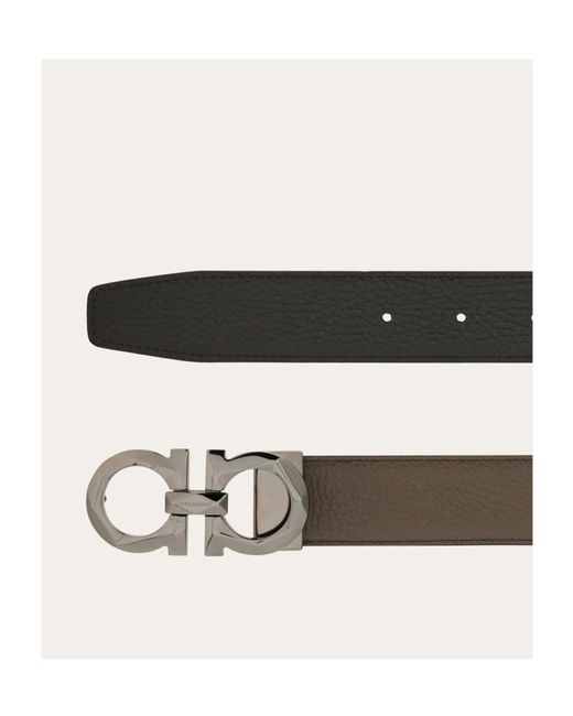 Ferragamo White Reversible And Adjustable Gancini Belt for men