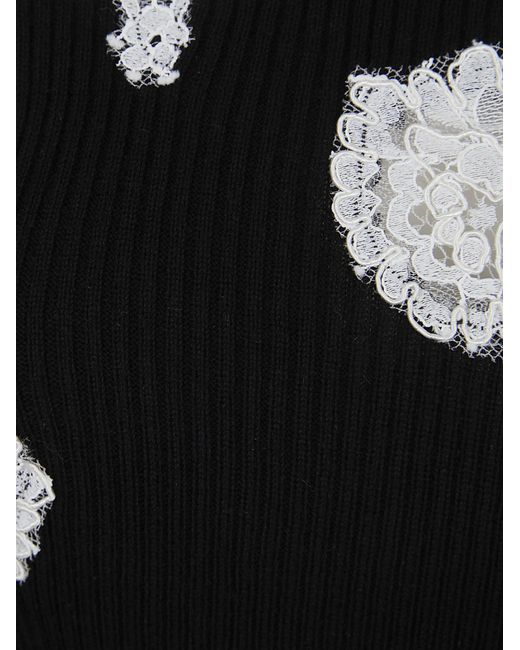 Ermanno Scervino Black Embroidered Lace Knitted Top