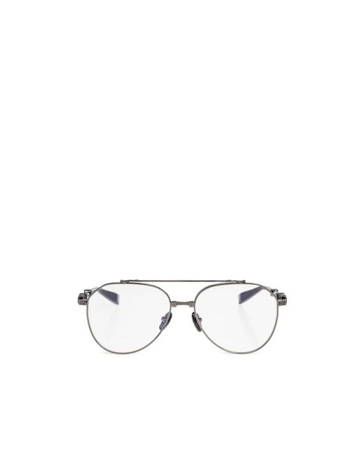 Balmain White Eyewear Brigade Vii Pilot Frame Glasses for men