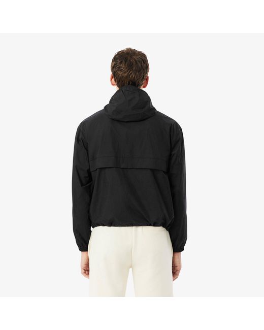 Lacoste Black Solid Color Windbreaker for men