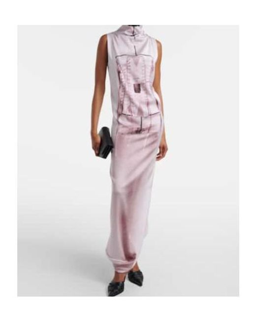 Jean Paul Gaultier Pink Trompe L'Œil Draped Satin Maxi Dress