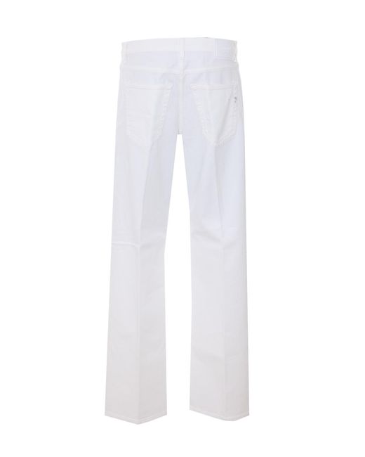Dondup White Logo Patch Straight-Leg Jeans