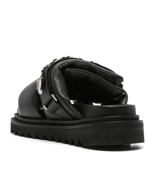 Toga Black Round Toe Flat Sandals