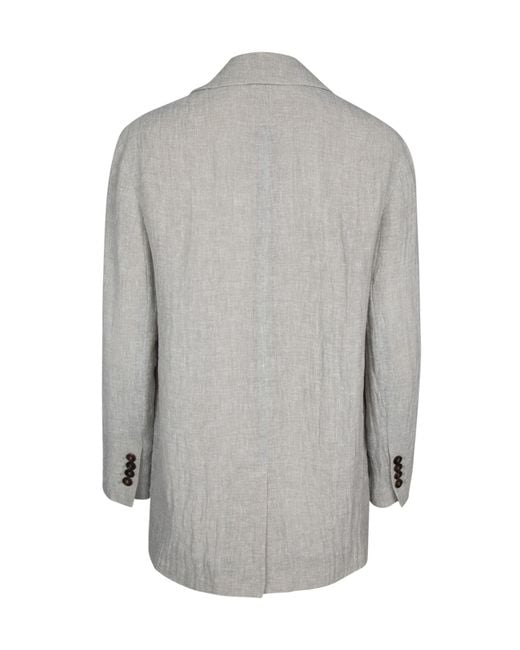 Brunello Cucinelli Gray Single Breasted Sleeved Blazer