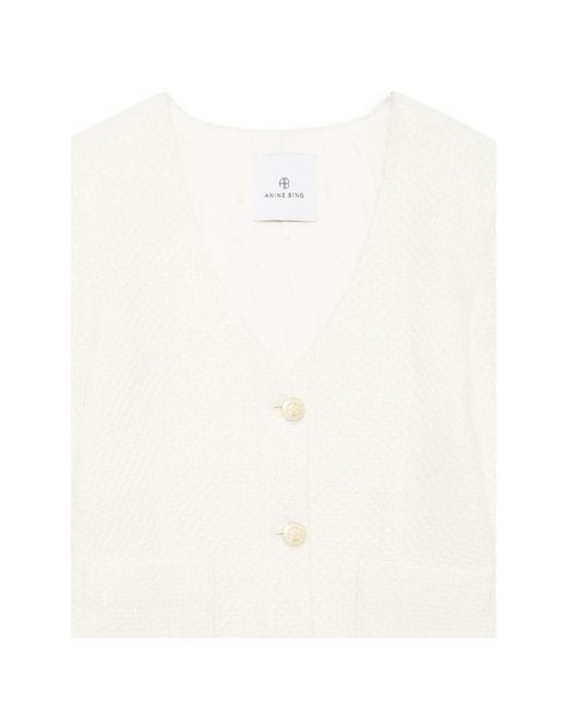 Anine Bing White Anitta V-Neck Cardigan