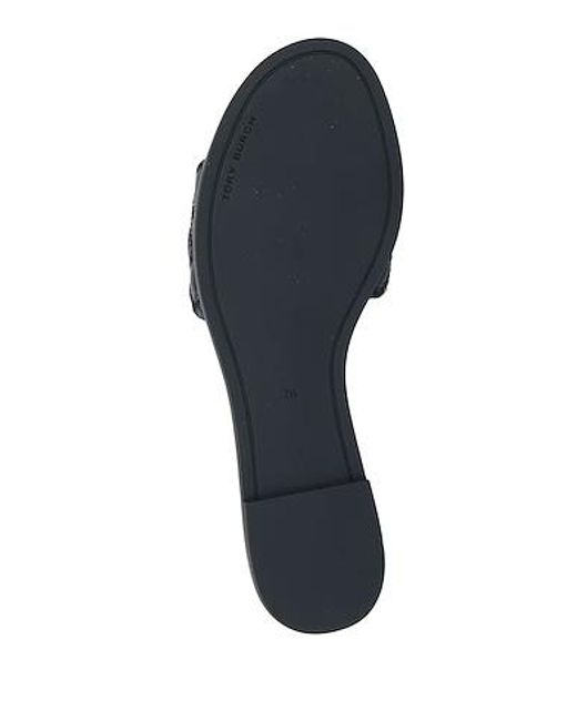 Tory Burch Blue Embossed Slippers