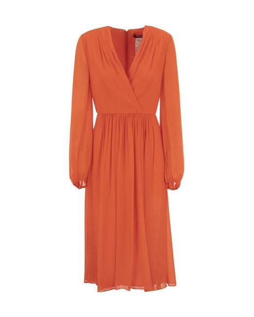 Max Mara Orange V-Neck Dress
