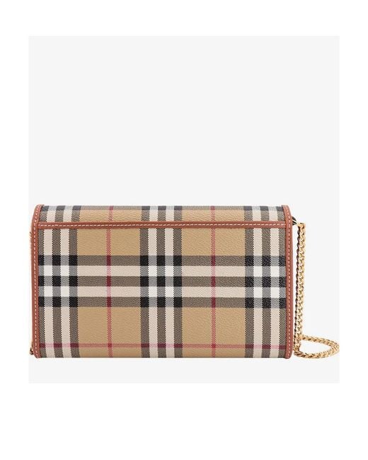Burberry Natural Checked Fold-Over Crossbody Bag