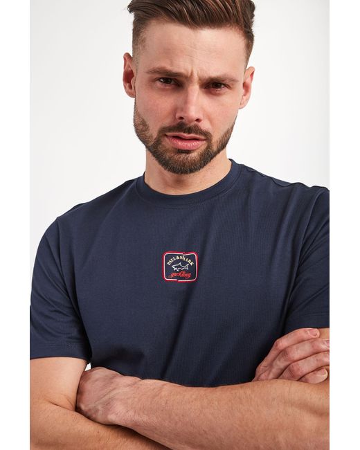 Paul & Shark Blue T-Shirt With Round Neck And Short Sleeves for men
