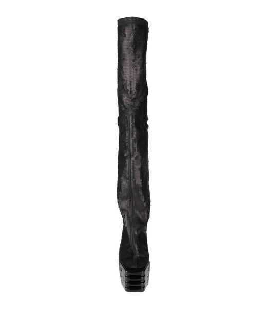 Rick Owens Black Square Toe Over-The-Knee Boots