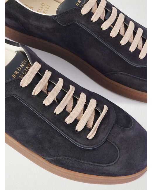 Brunello Cucinelli Blue Low-Top Lace-Up Sneakers for men