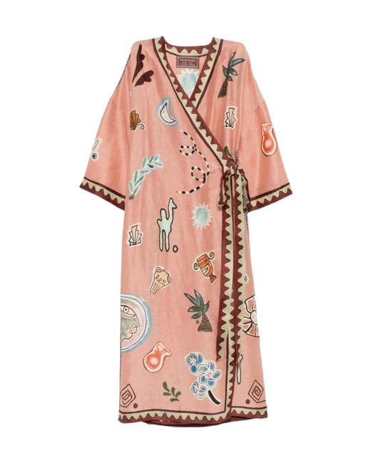 ALÉMAIS Pink Laurence Printed Trim Dress