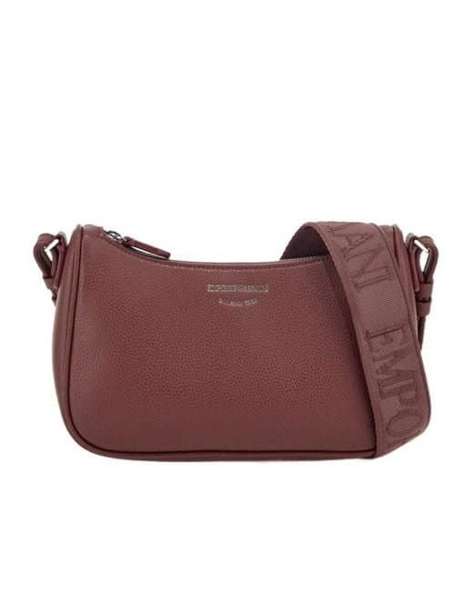 Emporio Armani Purple Pebbled Shoulder Bag With A Zip Closure And Adjustable Strap