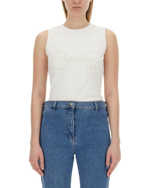 Magda Butrym White Crochet Bra Tank Top