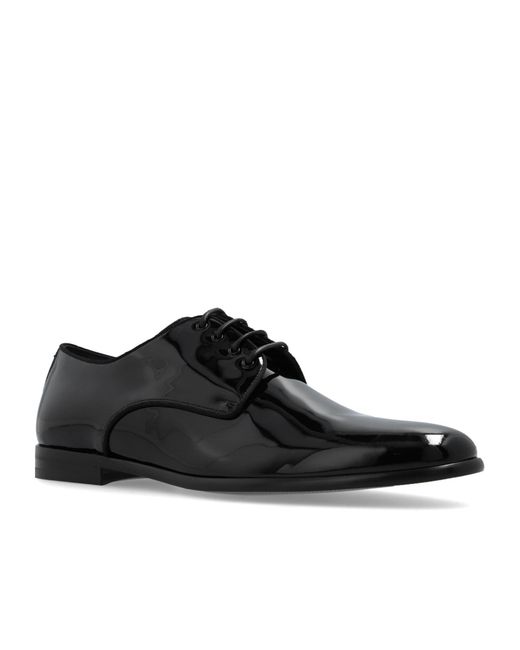 Dolce & Gabbana Black Round Toe Derby Shoes for men
