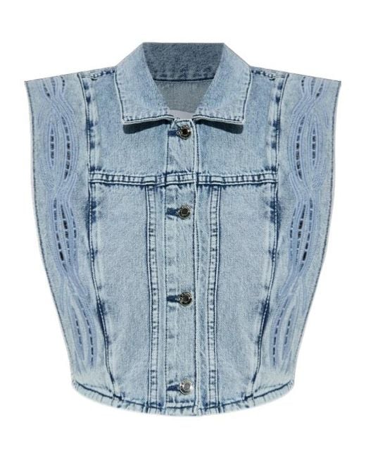 IRO Blue Rosye Broderie-Anglaise Denim Jacket