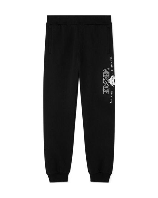 Versace Black Logo-Printed Sweatpants for men