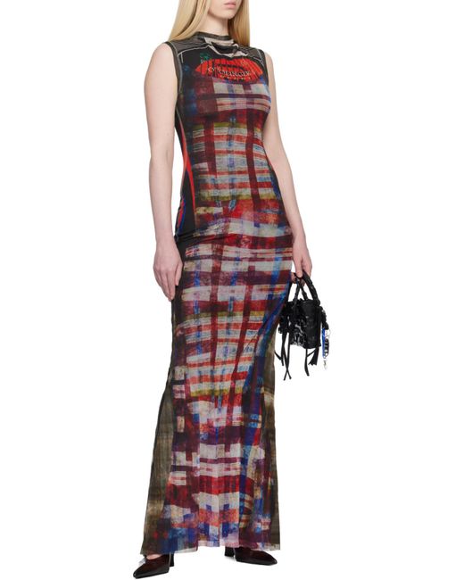 OTTOLINGER Red Printed Mesh Maxi Dress