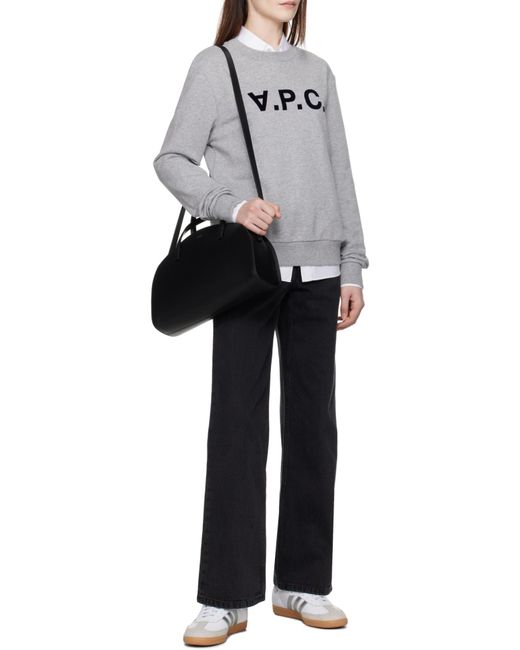 A.P.C. Gray Logo Printed Crewneck Sweatshirt for men