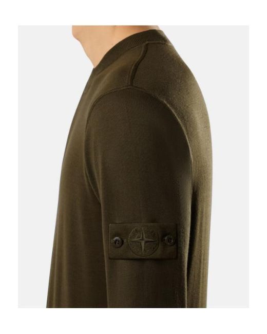 Stone Island Green Logo-Patch Long-Sleeve Sweater for men