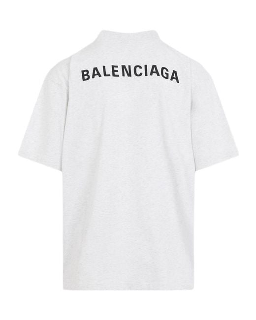 Balenciaga White Logo Printed Medium Fit T-Shirt for men