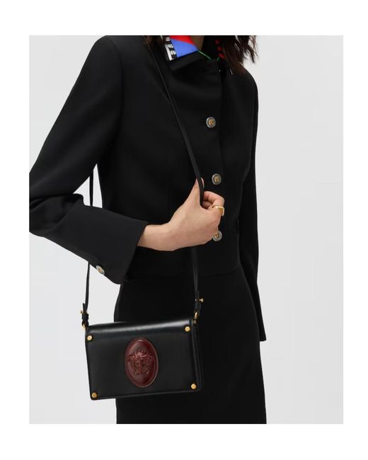 Versace Black Medusa Plaque Leather Mini Bag