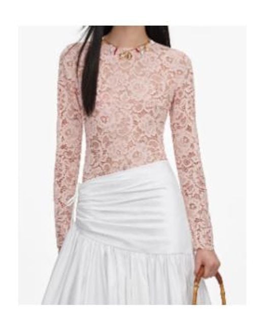 Self-Portrait Pink Floral Lace Bodysuit