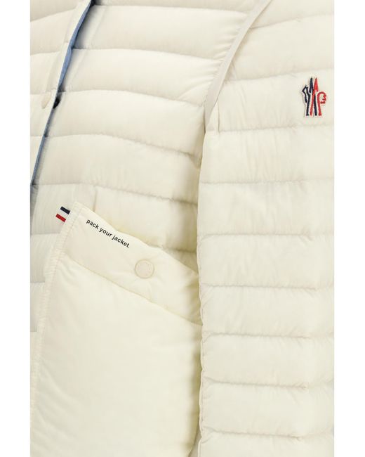 Moncler White Grenoble Madulains Logo Patch Quilted Jacket