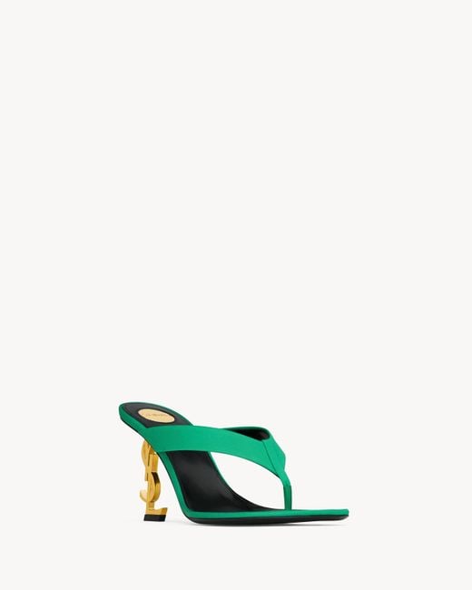 Saint Laurent Green Opyum Toe-Ring High-Heeled Sandals