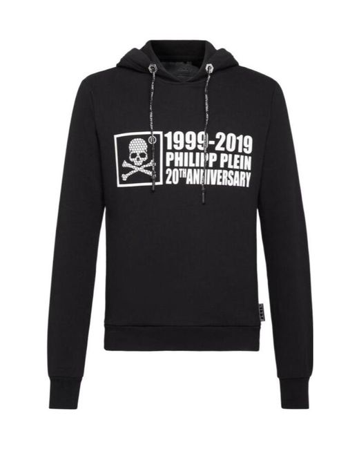Philipp Plein Black Logo Details Hooded Hoodie for men