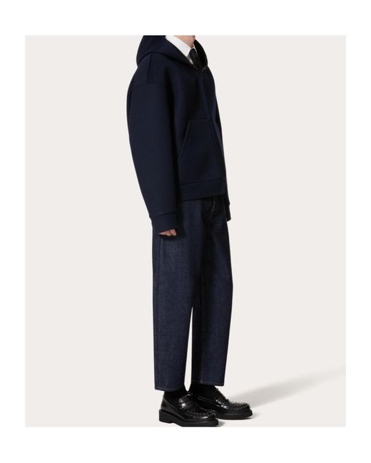 Valentino Blue Logo Patch Cropped-Leg Jeans for men