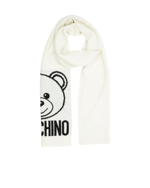 Moschino White Contrasting Logo Scarf