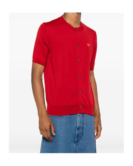 COMME DES GARÇONS PLAY Red Heart-Patch Wool Cardigan for men