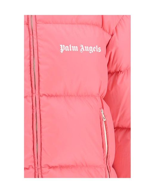 Palm Angels Pink Logo-Print Padded Jacket for men