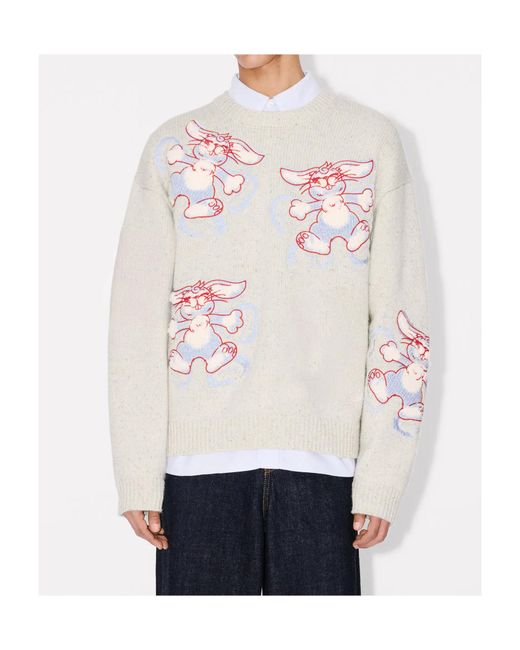 KENZO White Winter Holidays' Embroidered Jumper for men