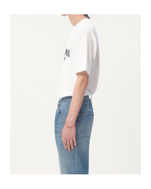 Valentino White Chez Printed Crewneck T-Shirt for men