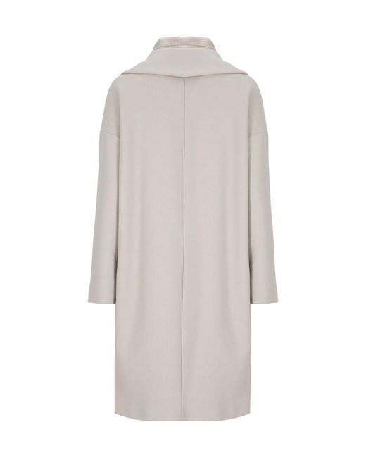 Herno Gray Padded-Collar Single-Breasted Long Sleeved Coat