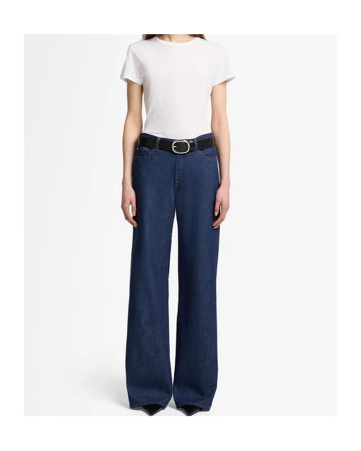 7 For All Mankind Blue High-Waisted Wide-Leg Jeans